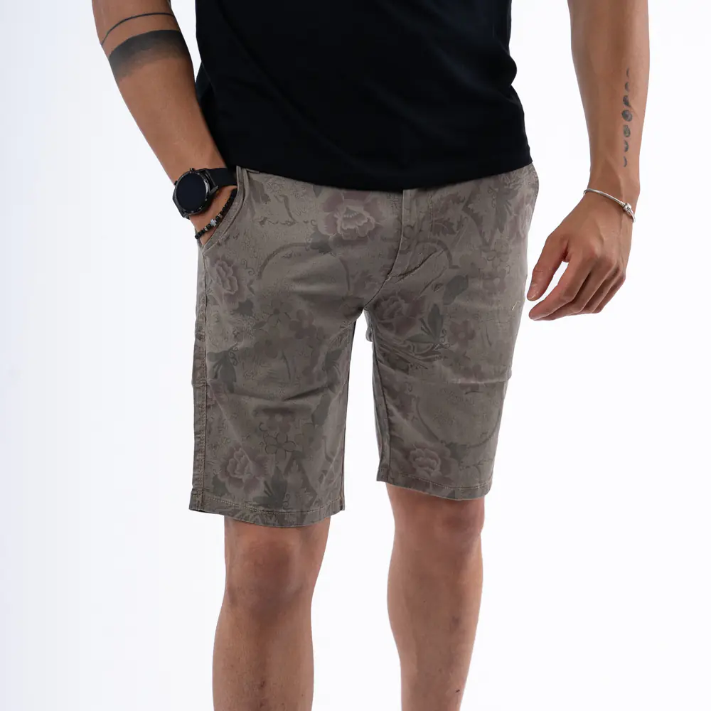 Floral Print Shorts Χακί