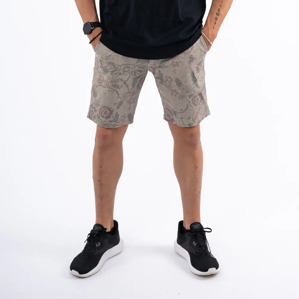 Floral Print Shorts Grey-Pink