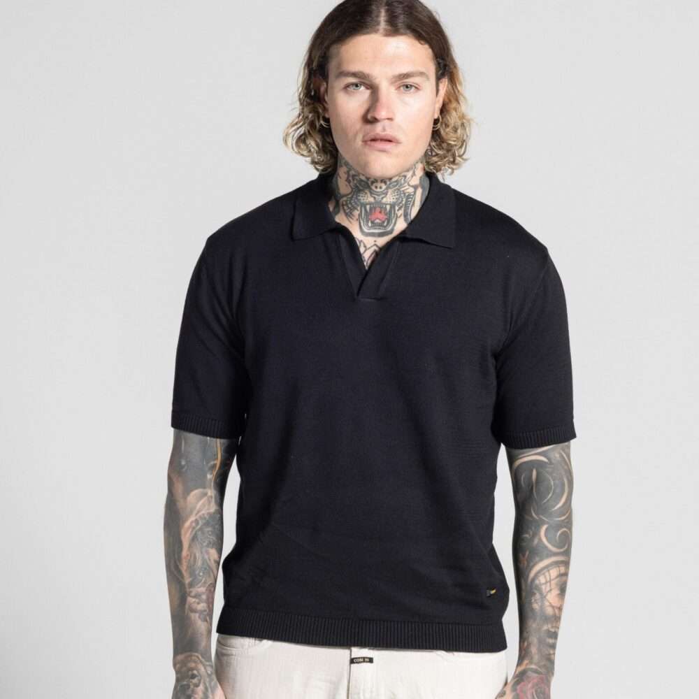 COSI Slim Fit Knitted Polo Μαύρο