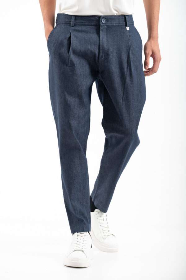 Vittorio Biagio Pleated Loose Fit Jeans Μπλε - Image 5