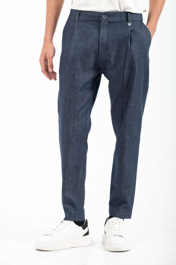 Vittorio Biagio Pleated Loose Fit Jeans Μπλε - Image 7