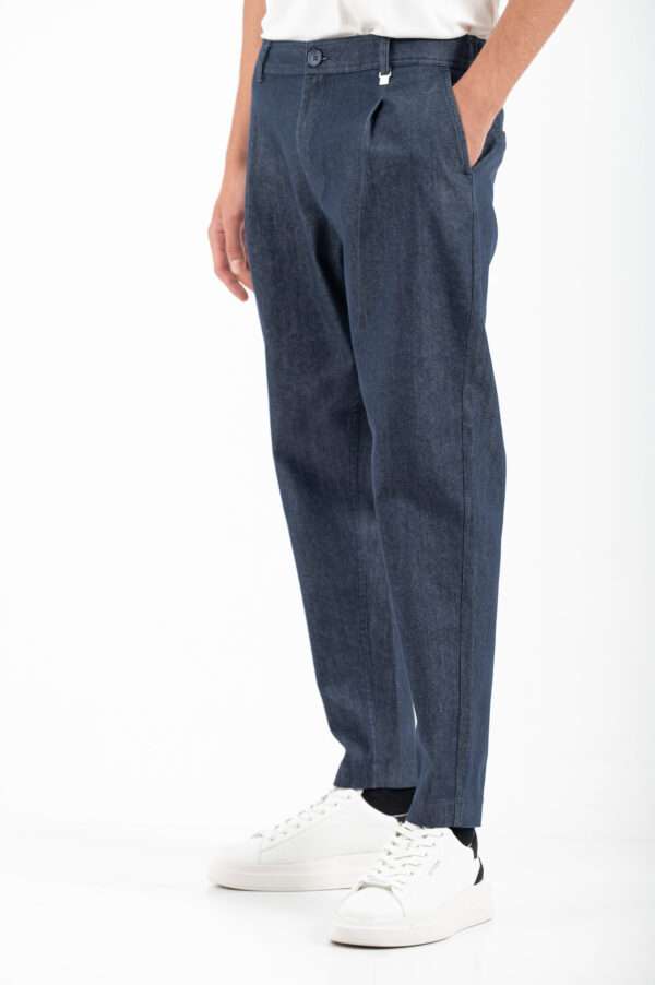 Vittorio Biagio Pleated Loose Fit Jeans Μπλε - Image 8