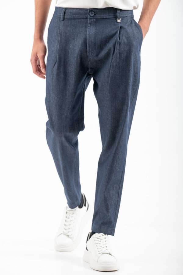 Vittorio Biagio Pleated Loose Fit Jeans Μπλε - Image 3