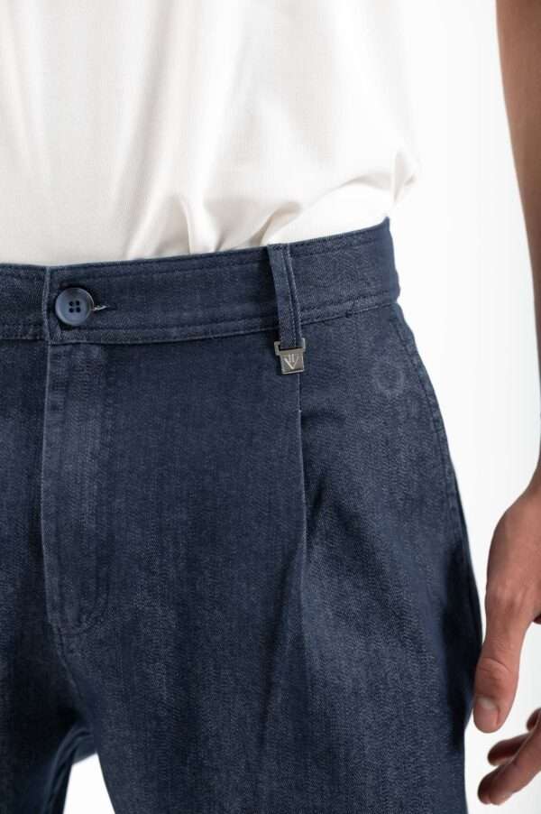 Vittorio Biagio Pleated Loose Fit Jeans Μπλε - Image 9