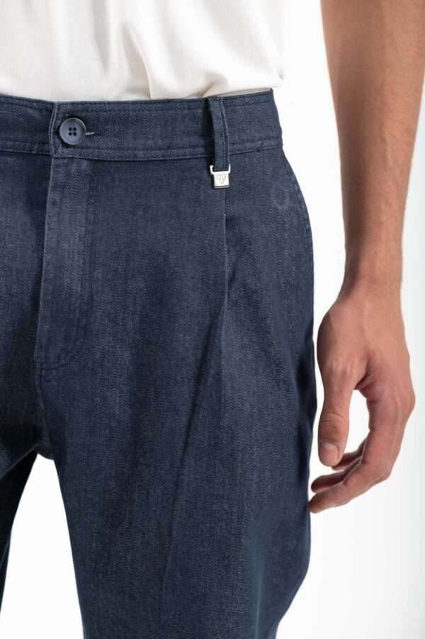 Vittorio Biagio Pleated Loose Fit Jeans Μπλε - Image 6