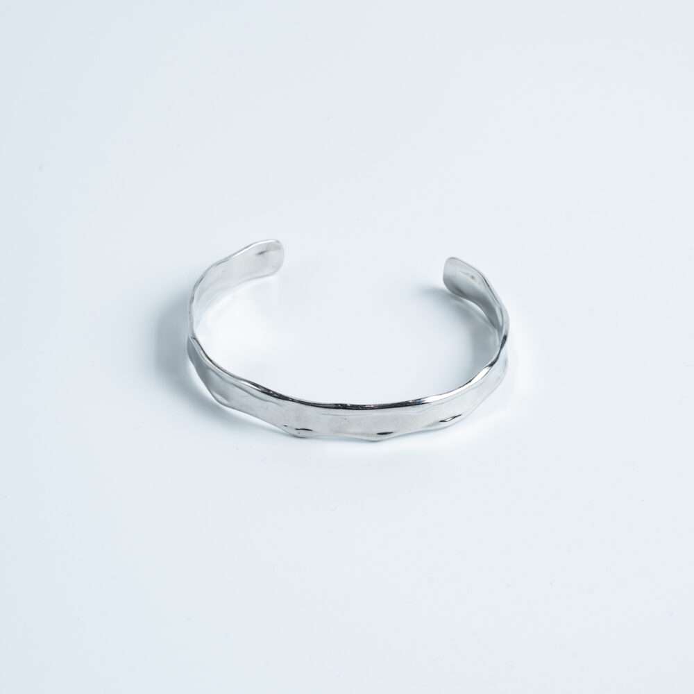 Silver Organic Wide Cuff Bracelet