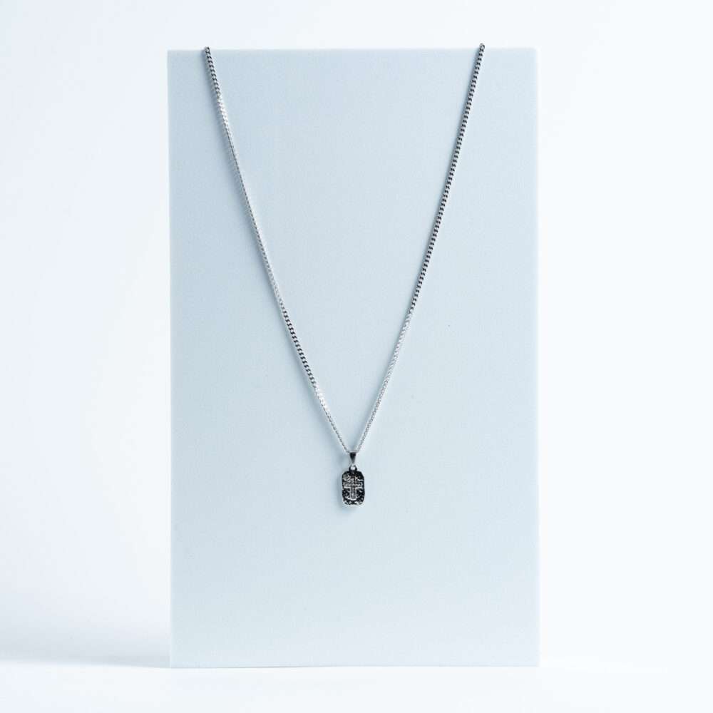 Silver Engraved Tag Pendant Necklace