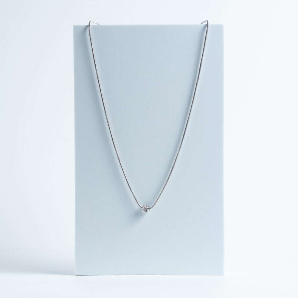Silver Mini Square Pendant Necklace