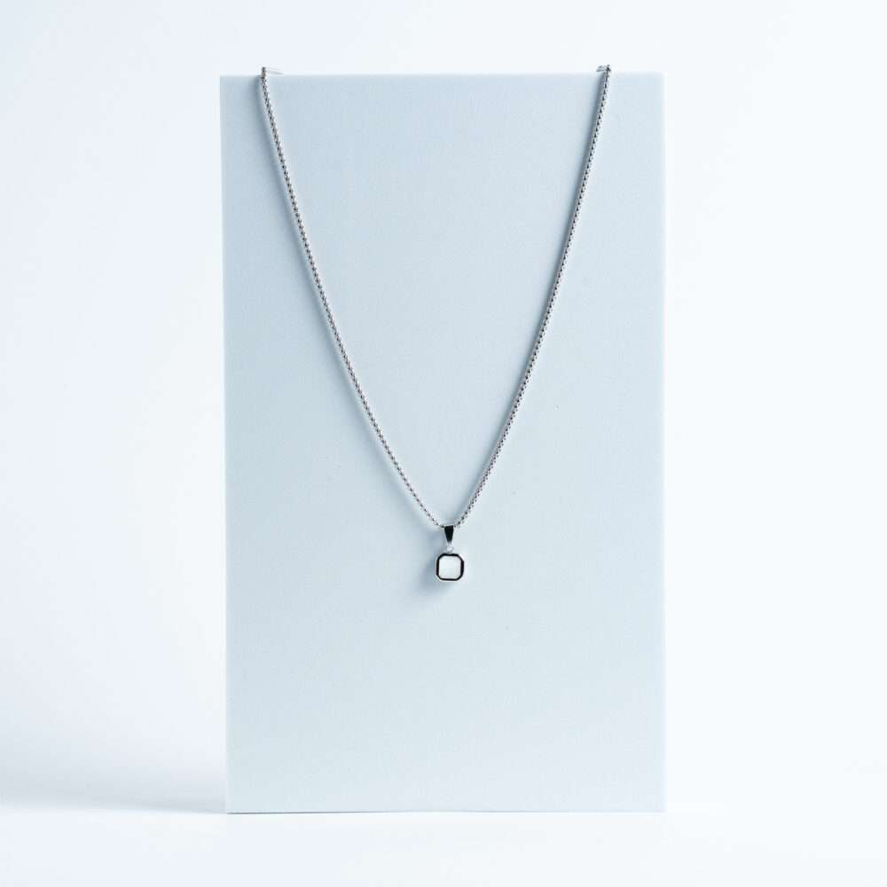 Silver Geometric Frame Pendant Necklace